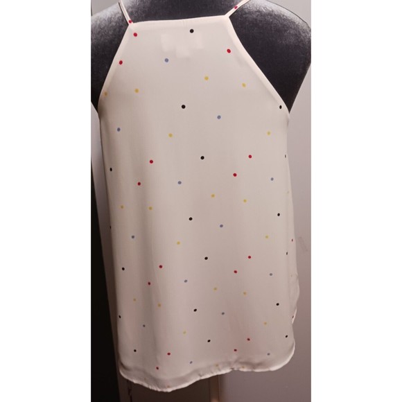 Ann Taylor Loft Outlet White With Polka Dots Satiny Tank Top Xs/P Career Work - Picture 2 of 9